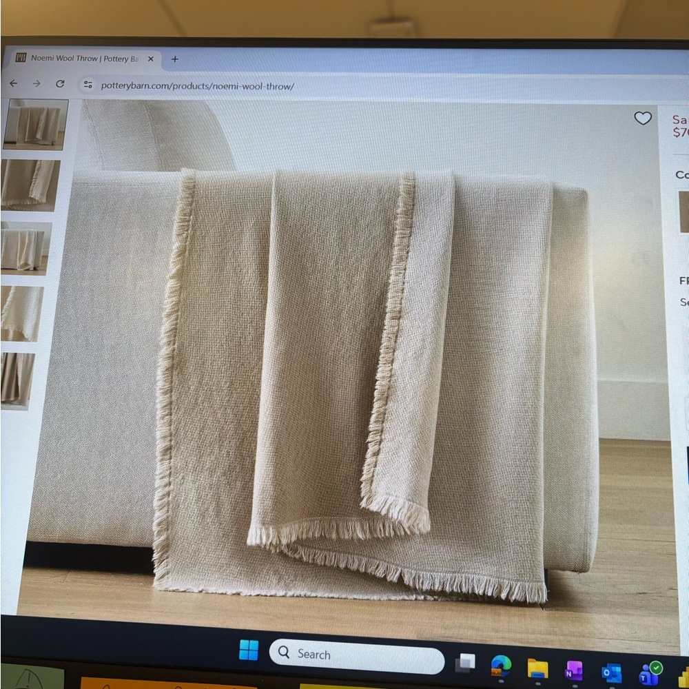 Pottery Barn Cream Wool Throw Blanket
